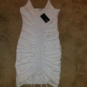 White Ruched Bodycon Dress